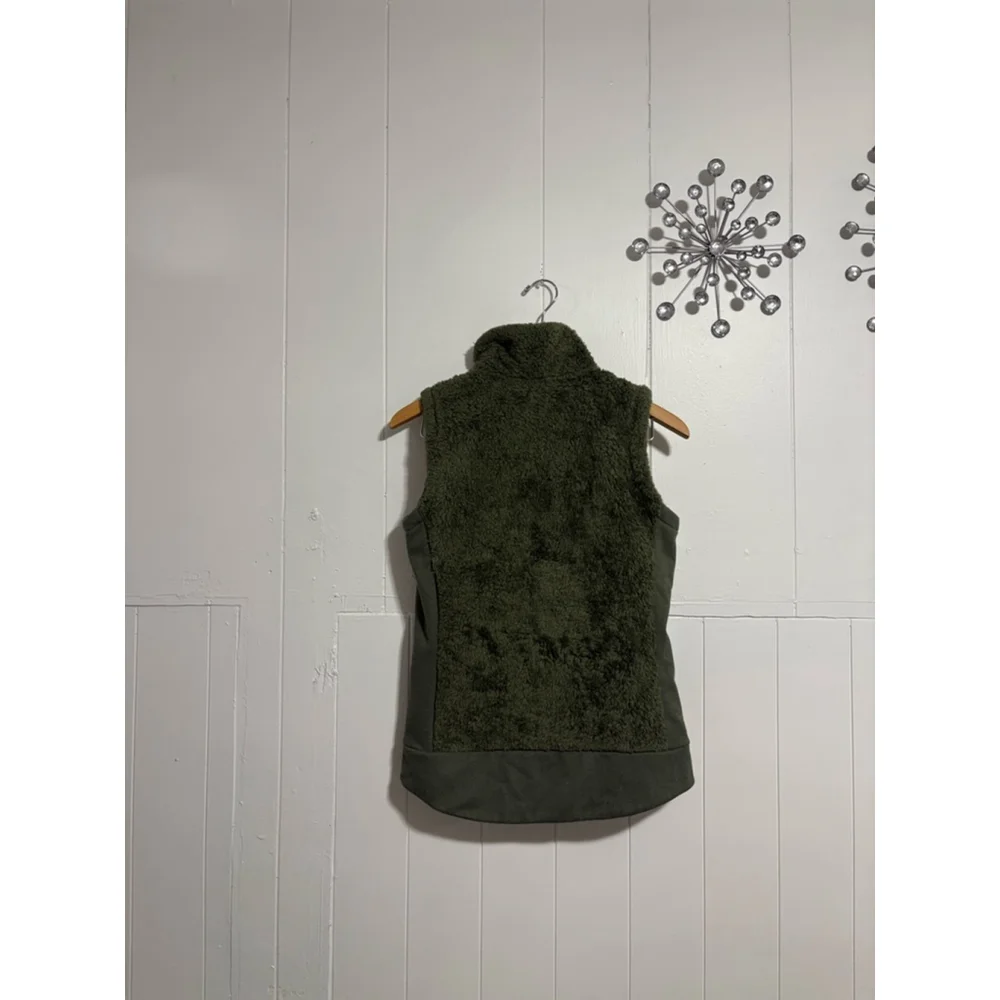 The North Face Women Furry Fleece VEST Green Jackets 2210 Sz Xs - Picture 4 of 7